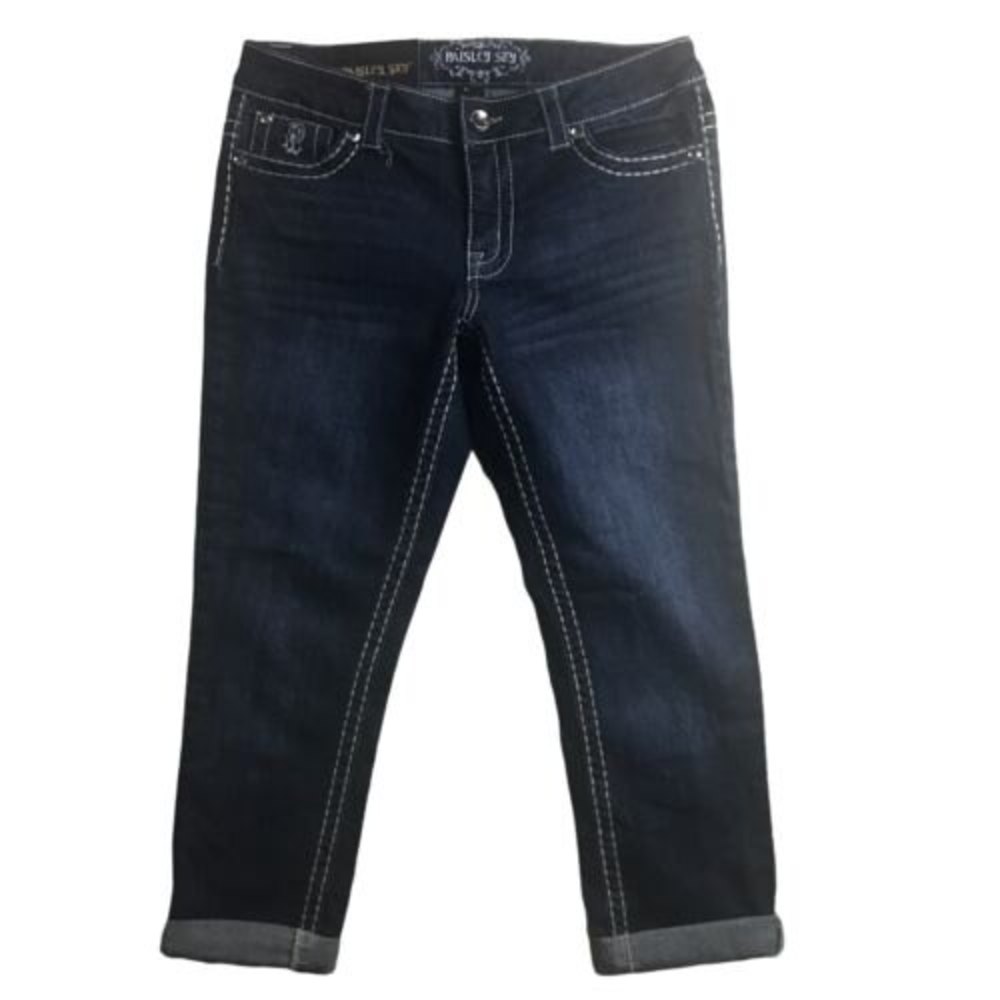 Paisley Sky Women's Capri Denim Jeans Size 8 Low Rise Embellished NWT - Picture 2 of 12